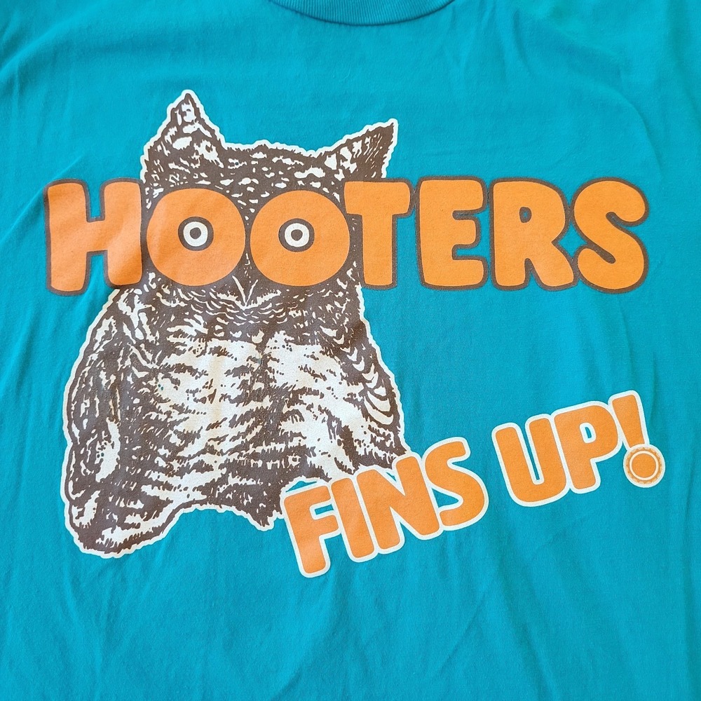 Hooters Miami Dolphins Shirt Limited Edition Promo Sample Blue Men’s XL Fins Up